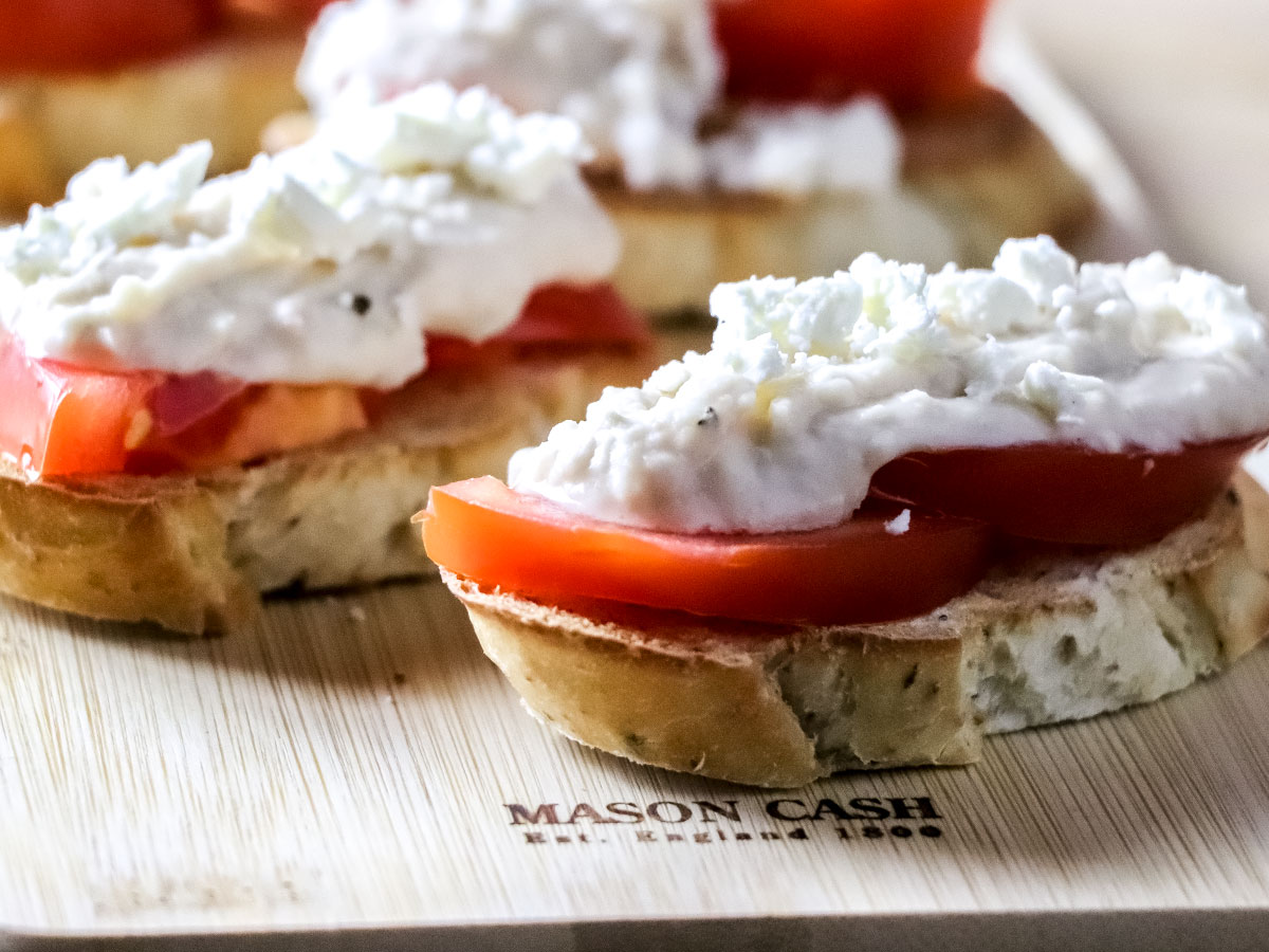 Baguette, Goat Cheese, & Tomato Hors d'Oeuvres