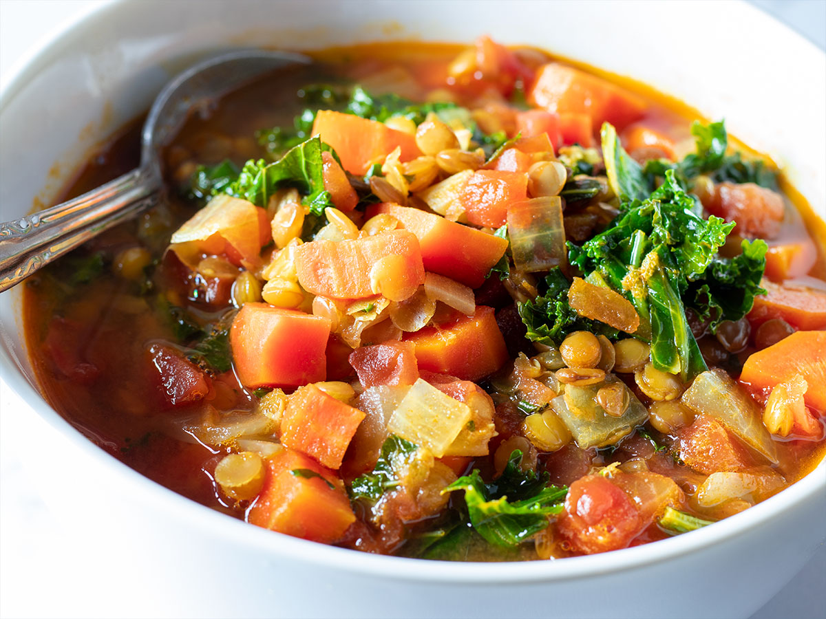 Bowl of Lentil & Kale Soup