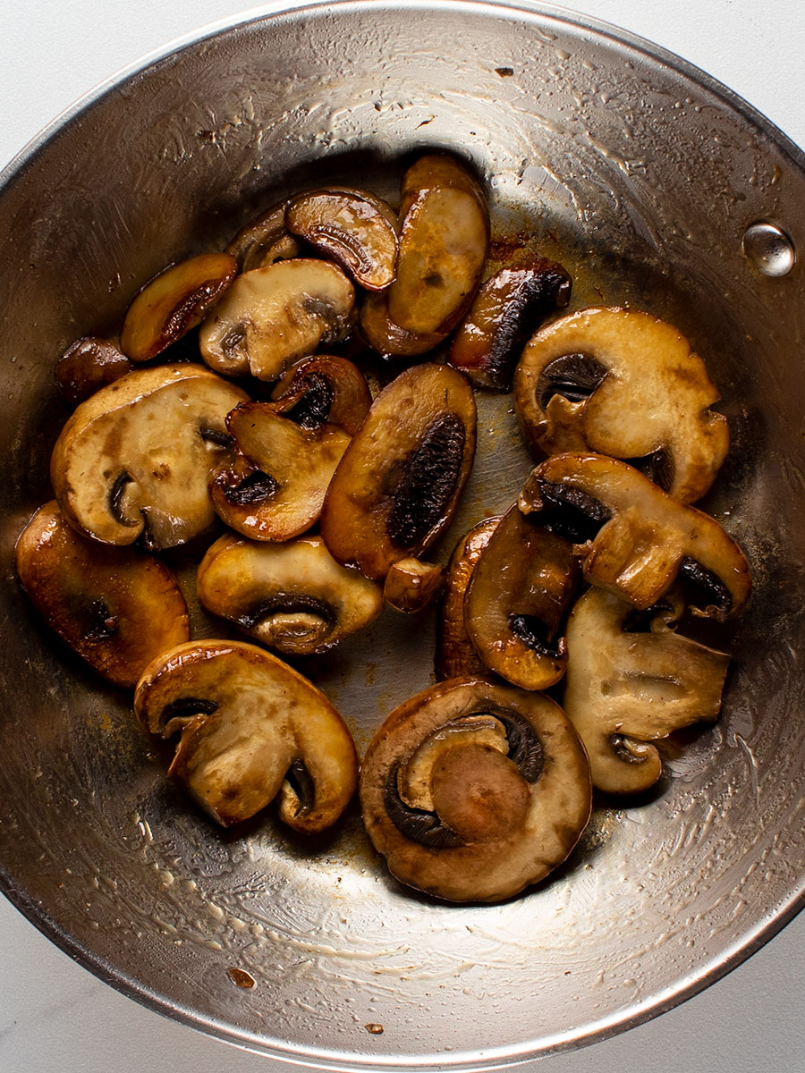 Browned Mushrooms in Skillet