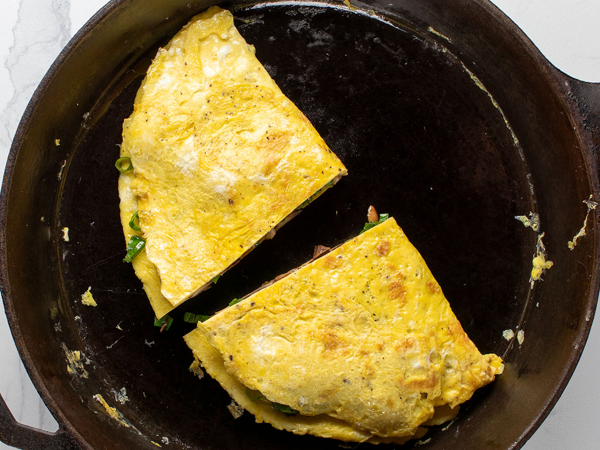 Folded Omelette in Cast Iron Skillet
