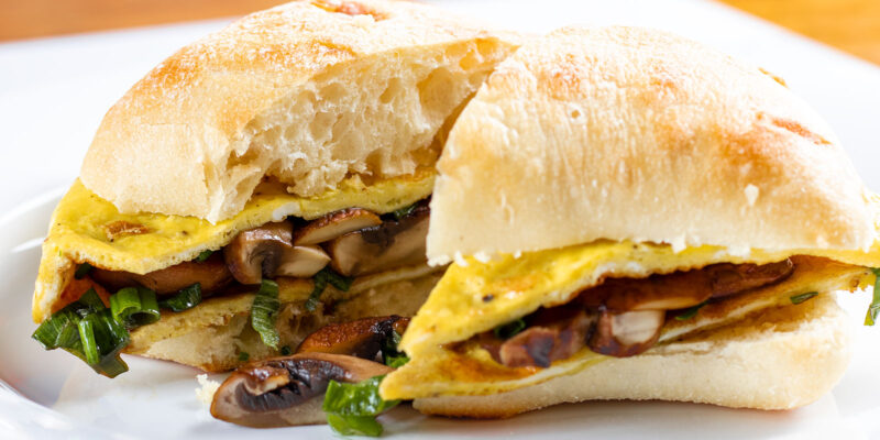 Mushroom & Chives on Ciabatta Omelette Recipe by Mary Berry