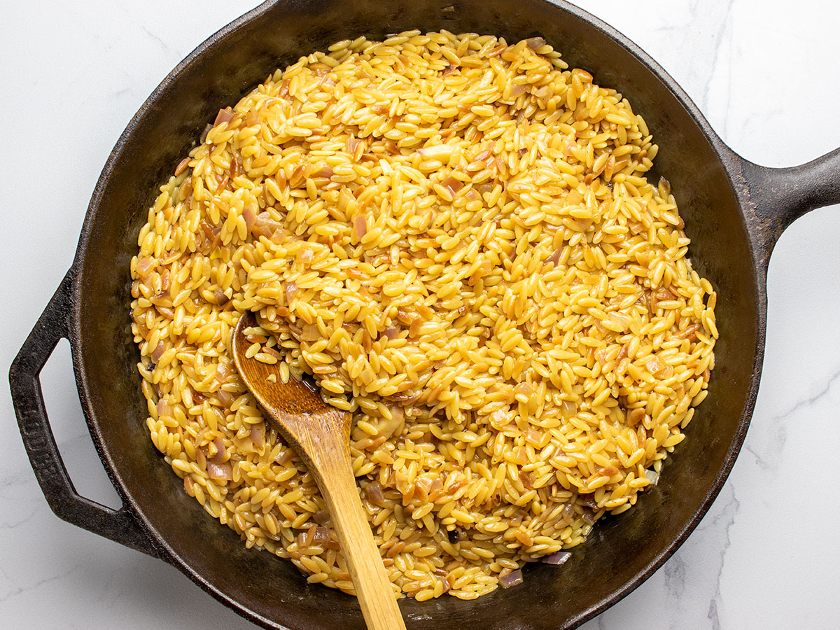 Cooked Orzo in Pan